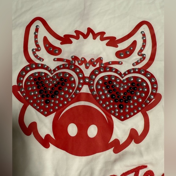 Vivienne Tam White Graphic Short Sleeve Tee Size Large Studded Embroidered Pig - Picture 4 of 11